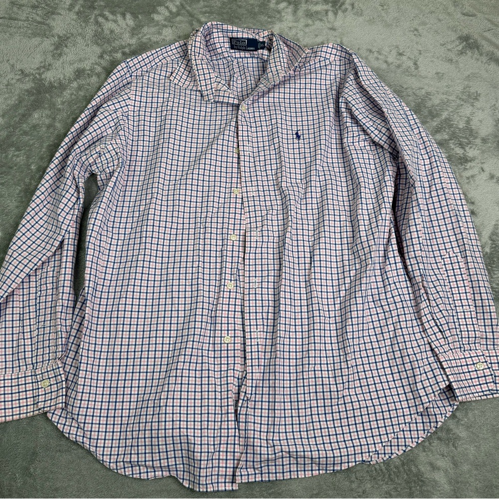 Polo by Ralph Lauren Blue and Red Checkered Casual Button Down Shirt